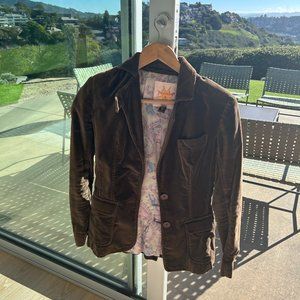 Fitted Brown Velvet Blazer - Plenty - Size 2